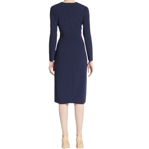 THEORY Pazima Admiral Modern Crepe Long Sleeve Sheath Dress, GOF Navy, Size 4 - Picture 3 of 4